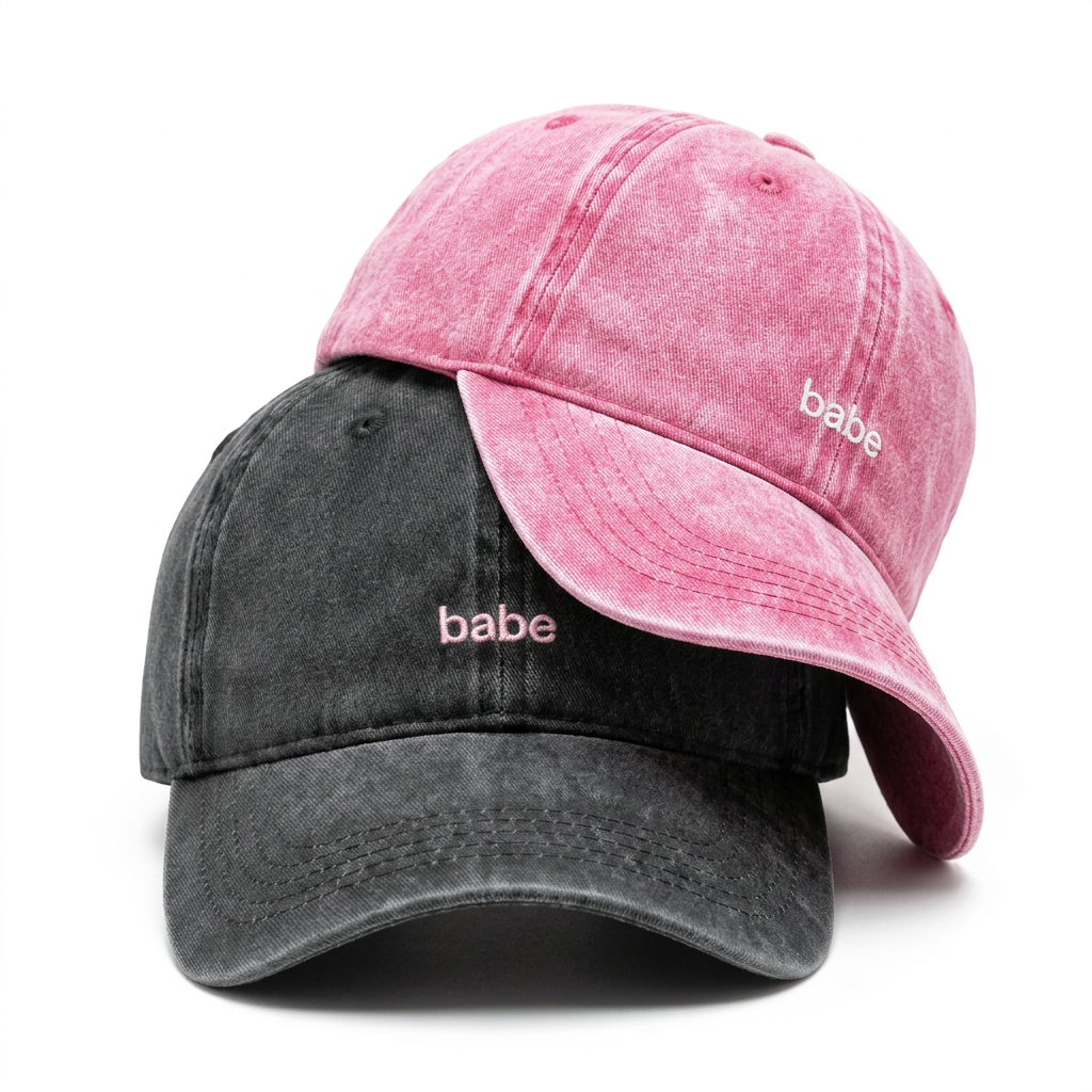 Washed Babe Cap — Pink & Black Combo